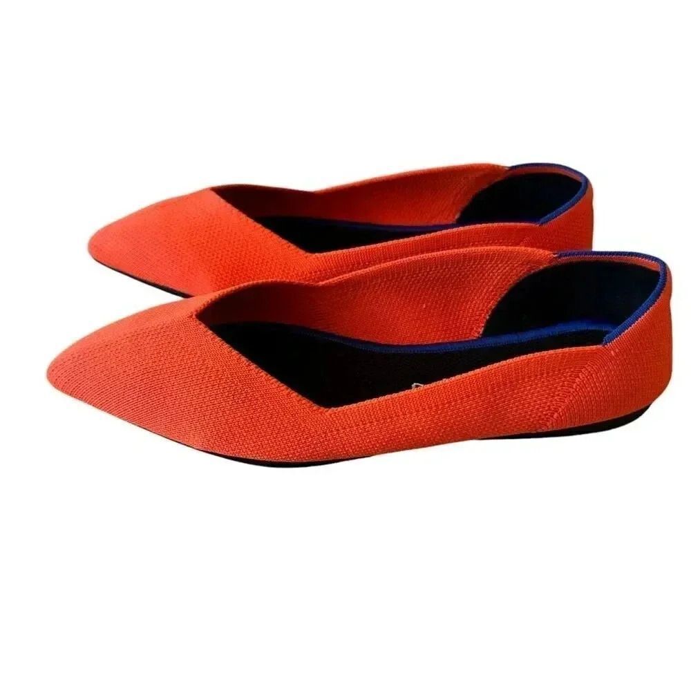 Rothy's The Point RARE Neon Orange Flat Shoes SZ 6